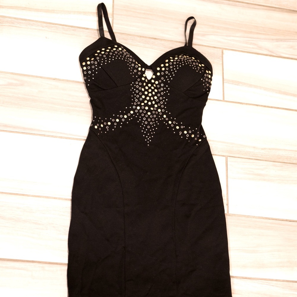 BEBE Black Dress with Studded Detail
